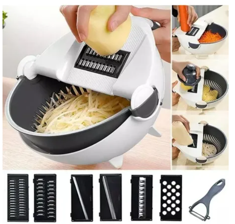 Rallador Picador 7 En 1 Cortador Con Escurridor De Verduras